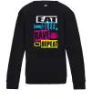 Детский Свитшот eat sleap rave repeat Черный фото