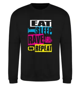 Світшот eat sleap rave repeat Чорний фото