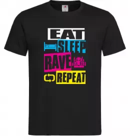 Мужская футболка eat sleap rave repeat Черный фото