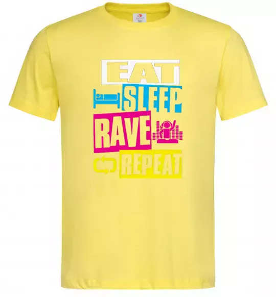 Мужская футболка eat sleap rave repeat Лимонный фото
