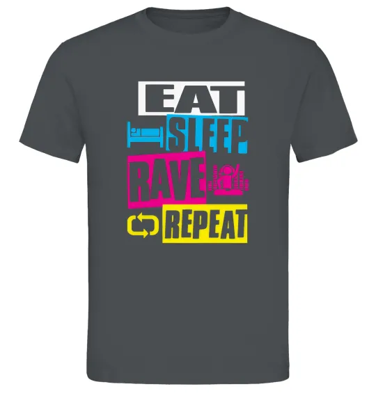 Мужская футболка eat sleap rave repeat Графит фото