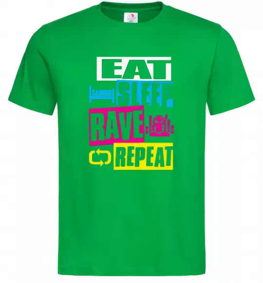 Мужская футболка eat sleap rave repeat Зеленый фото