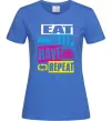 Женская футболка eat sleap rave repeat Ярко-синий фото