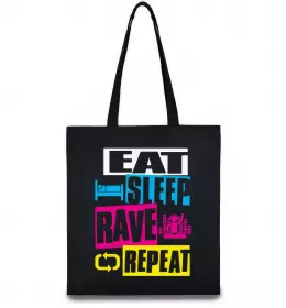 Эко-сумка eat sleap rave repeat Черный фото