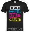 Мужская футболка eat sleap rave repeat Черный фото