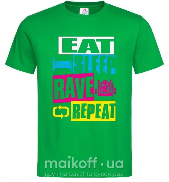 Мужская футболка eat sleap rave repeat Зеленый фото
