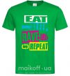 Мужская футболка eat sleap rave repeat Зеленый фото