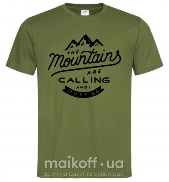 Чоловіча футболка The mountains are calling Оливковий фото