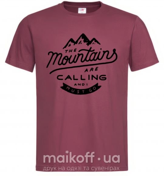 Чоловіча футболка The mountains are calling Бордовий фото