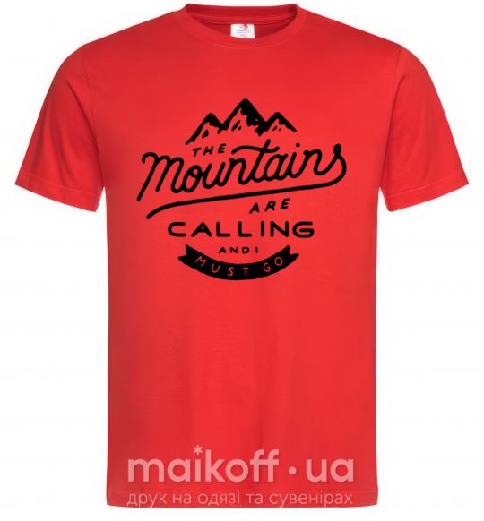 Мужская футболка The mountains are calling Красный фото
