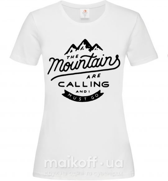 Жіноча футболка The mountains are calling Білий фото