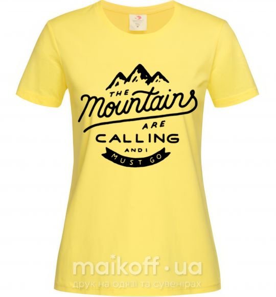 Жіноча футболка The mountains are calling Лимонний фото