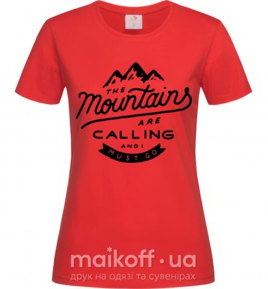 Женская футболка The mountains are calling Красный фото