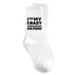 Шкарпетки I love my crazy ukrainian girlfriend Білий фото