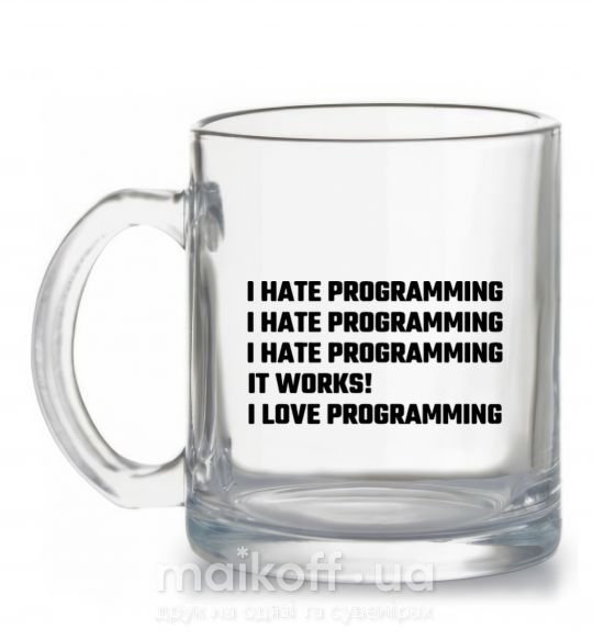 Чашка стеклянная programming Прозрачный фото