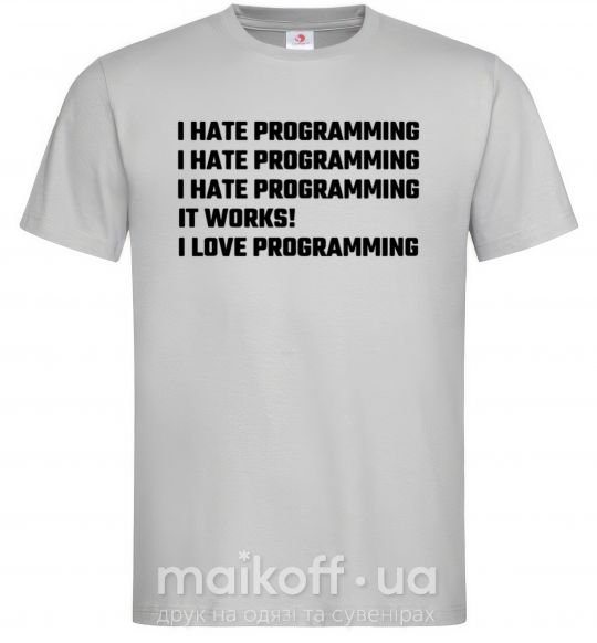 Мужская футболка programming Серый фото