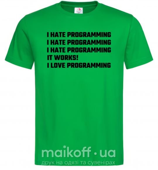 Мужская футболка programming Зеленый фото