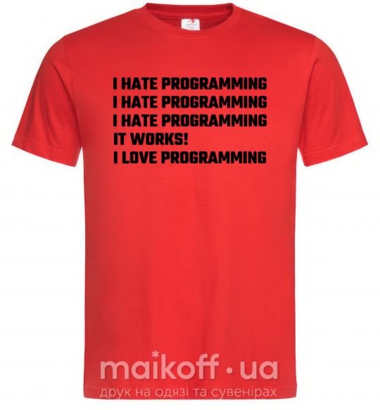 Чоловіча футболка programming Червоний фото