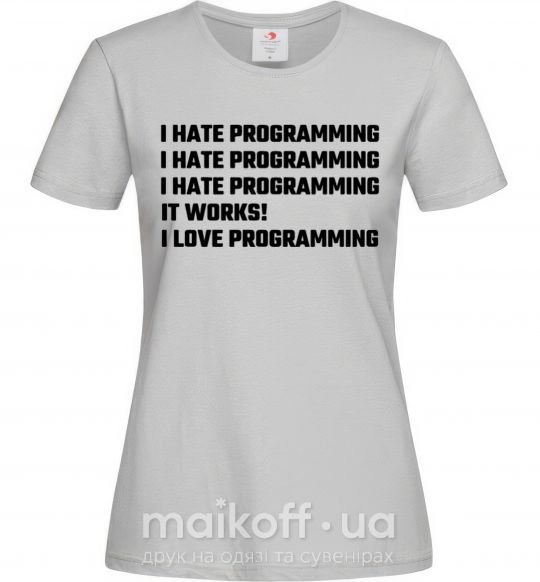 Женская футболка programming Серый фото