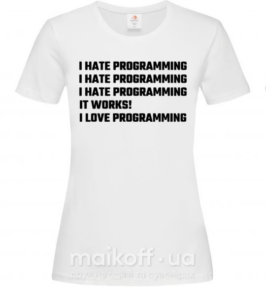 Жіноча футболка programming Білий фото