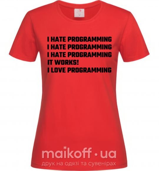 Жіноча футболка programming Червоний фото