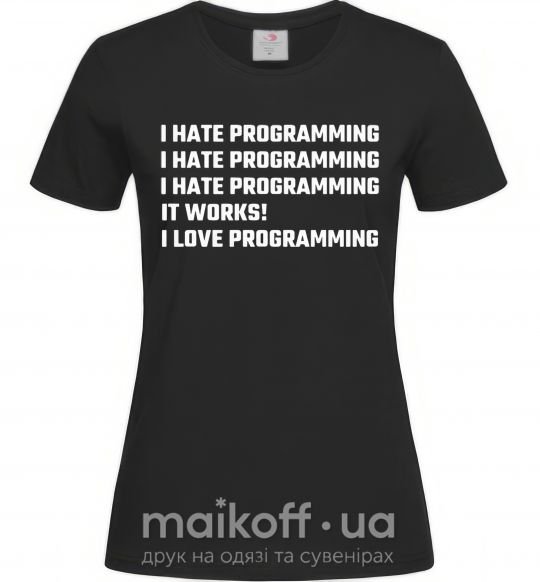 Жіноча футболка programming Чорний фото