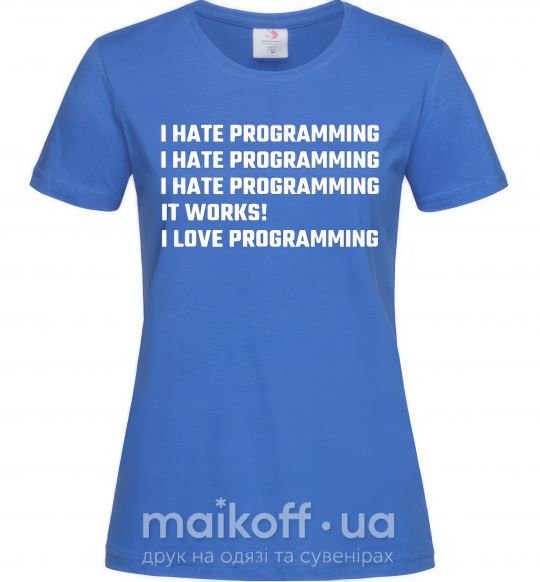 Жіноча футболка programming Яскраво-синій фото
