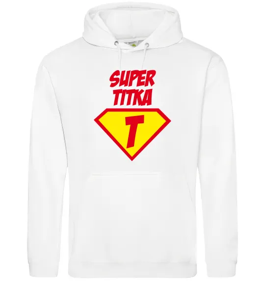 Мужская толстовка (худи) Super Тітка Белый фото