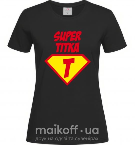 Жіноча футболка Super Тітка Чорний фото