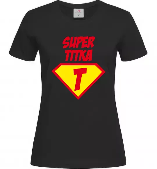 Жіноча футболка Super Тітка Чорний фото