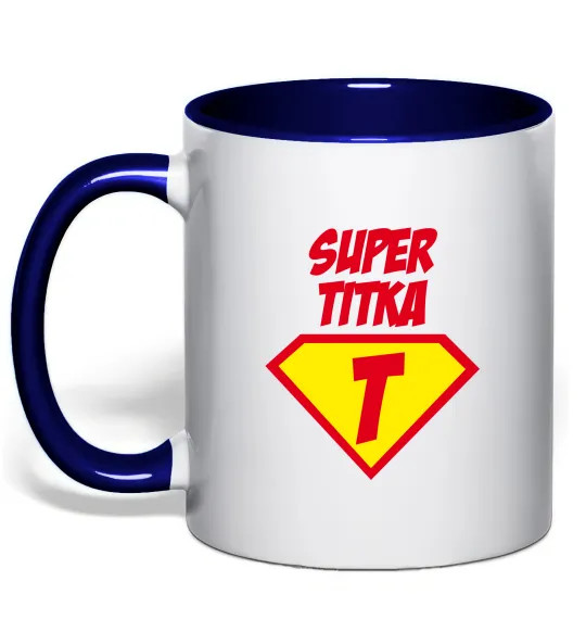 Чашка з кольоровою ручкою Super Тітка Глибокий темно-синій фото