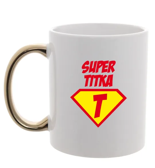Чашка з кольоровою ручкою Super Тітка Золото фото