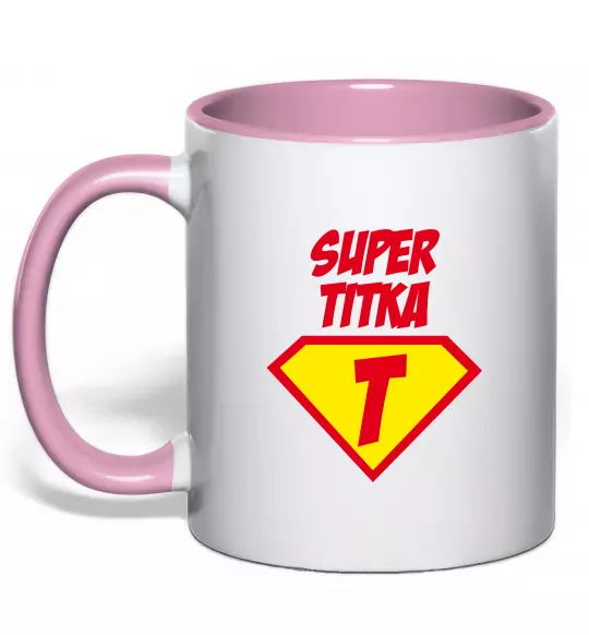 Чашка з кольоровою ручкою Super Тітка Ніжно рожевий фото