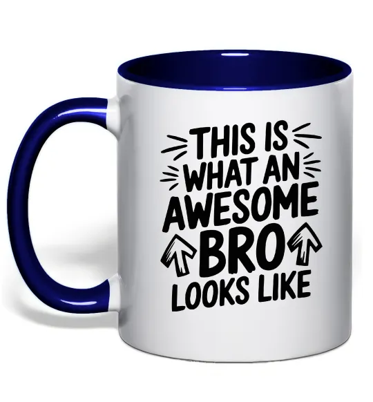 Чашка з кольоровою ручкою Ось так виглядає найкращий у світі брат Глибокий темно-синій фото