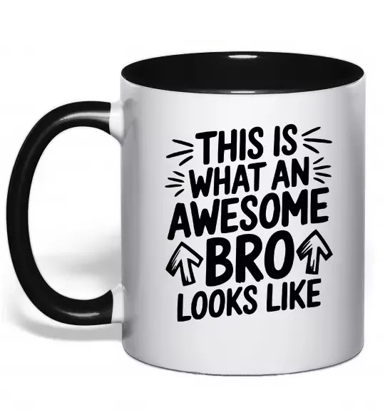 Чашка з кольоровою ручкою Ось так виглядає найкращий у світі брат Чорний фото