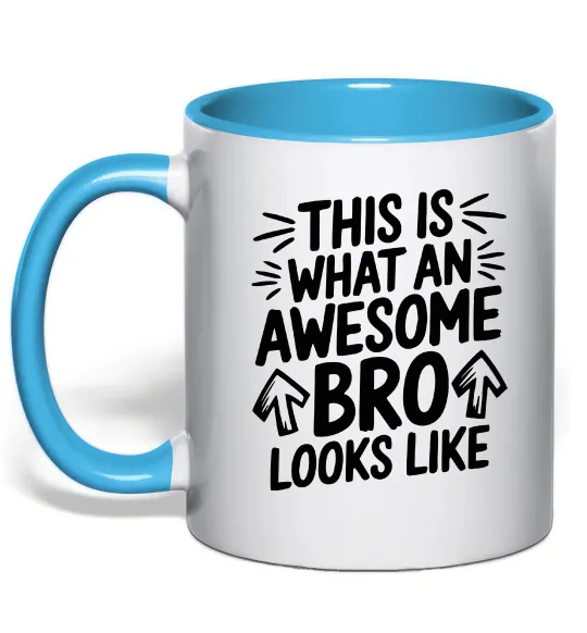 Чашка з кольоровою ручкою Ось так виглядає найкращий у світі брат Блакитний фото