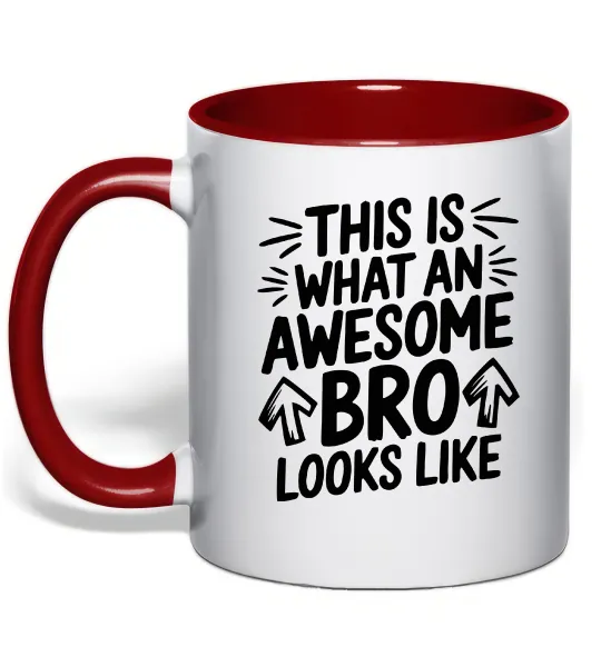 Чашка з кольоровою ручкою Ось так виглядає найкращий у світі брат Червоний фото