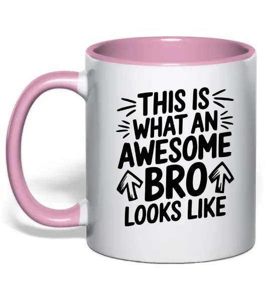 Чашка з кольоровою ручкою Ось так виглядає найкращий у світі брат Ніжно рожевий фото