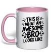 Чашка з кольоровою ручкою Ось так виглядає найкращий у світі брат Ніжно рожевий фото