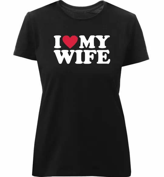 Женская премиум футболка I love my wife Черный фото