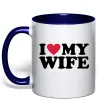 Чашка з кольоровою ручкою I love my wife Глибокий темно-синій фото