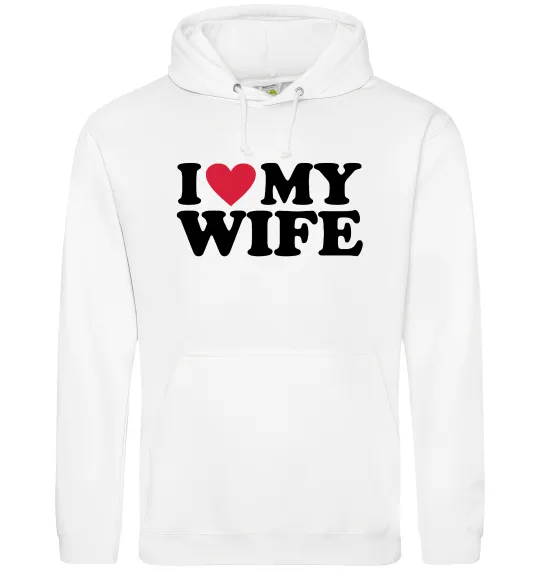 Жіноча толстовка (худі) I love my wife Білий фото