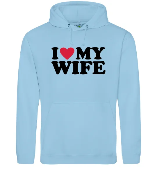 Жіноча толстовка (худі) I love my wife Блакитний фото