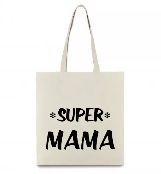 Эко-сумка надпись Super mama Бежевый фото