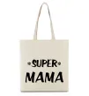 Эко-сумка надпись Super mama Бежевый фото