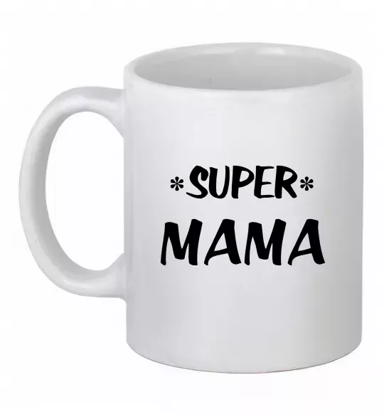 Чашка керамическая надпись Super mama Белый фото