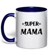 Чашка з кольоровою ручкою надпись Super mama Глибокий темно-синій Чашка з кольоровою ручкою надпись Super mama Глибокий темно-синій фото