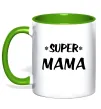 Чашка з кольоровою ручкою надпись Super mama Зелений Чашка з кольоровою ручкою надпись Super mama Зелений фото