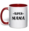 Чашка з кольоровою ручкою надпись Super mama Червоний Чашка з кольоровою ручкою надпись Super mama Червоний фото