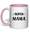 Чашка з кольоровою ручкою надпись Super mama Ніжно рожевий Чашка з кольоровою ручкою надпись Super mama Ніжно рожевий фото